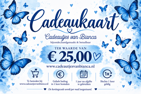 Cadeaukaart ten waarde van € 25,00.