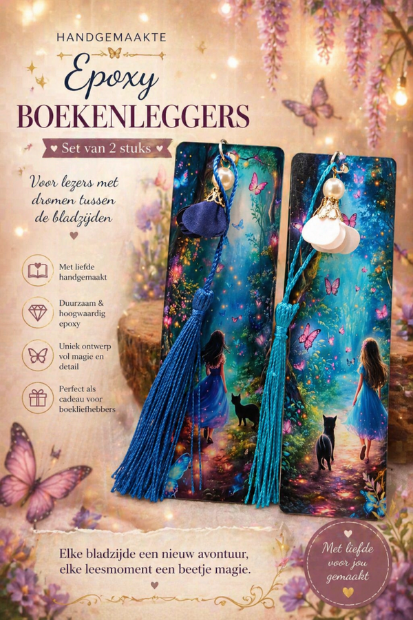 Hand-gemaakte Epoxy boekenleggers. ( Set van 2 )