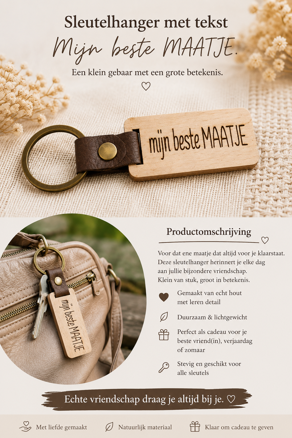 Sleutelhanger met tekst: Mijn beste MAATJE.