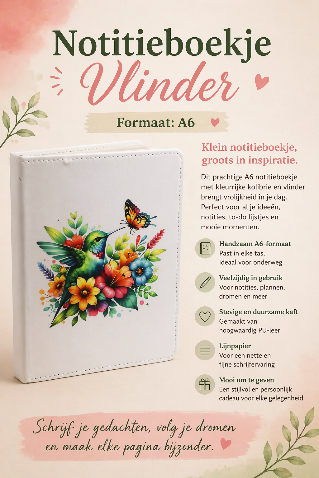 Notitieboekje vlinder.