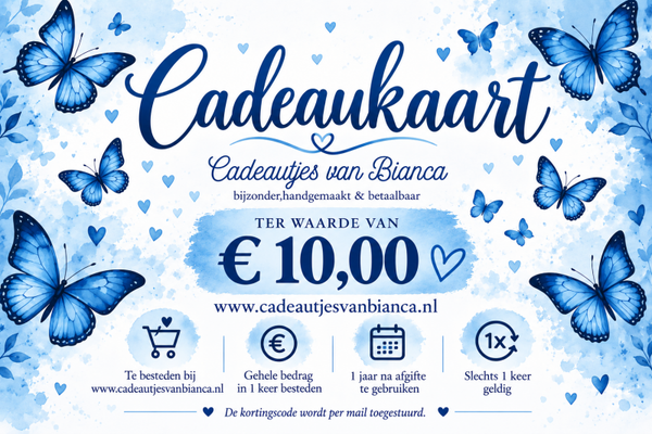 Cadeaukaart ten waarde van € 10,00.