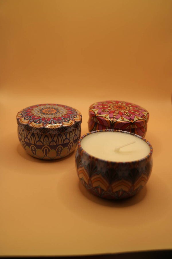 Set kaars in blikje. ( 3 stuks )