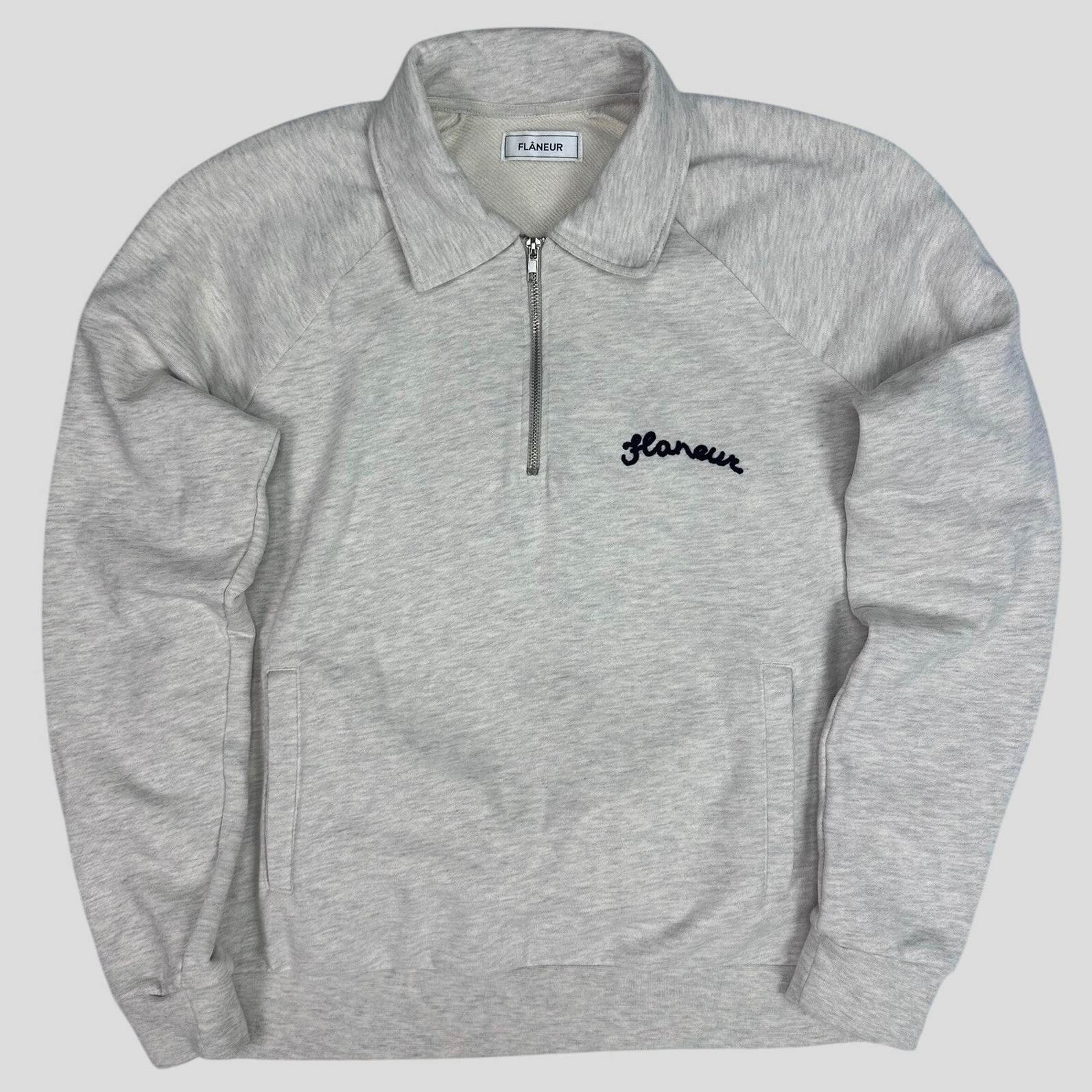 Flaneur Quarterzip Spelled Out Text Grey