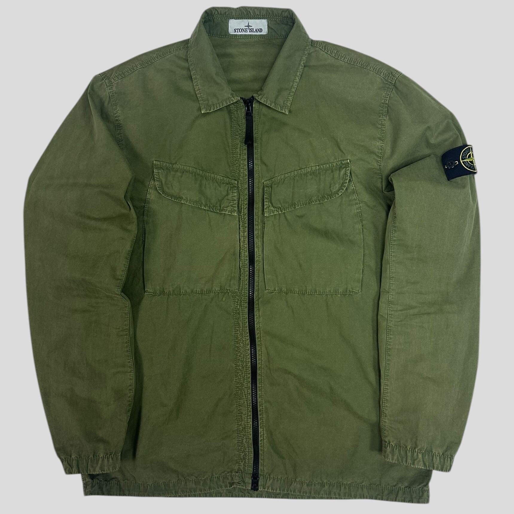 Stone Island Overshirt Garment Dyed Chest Pocket Khaki