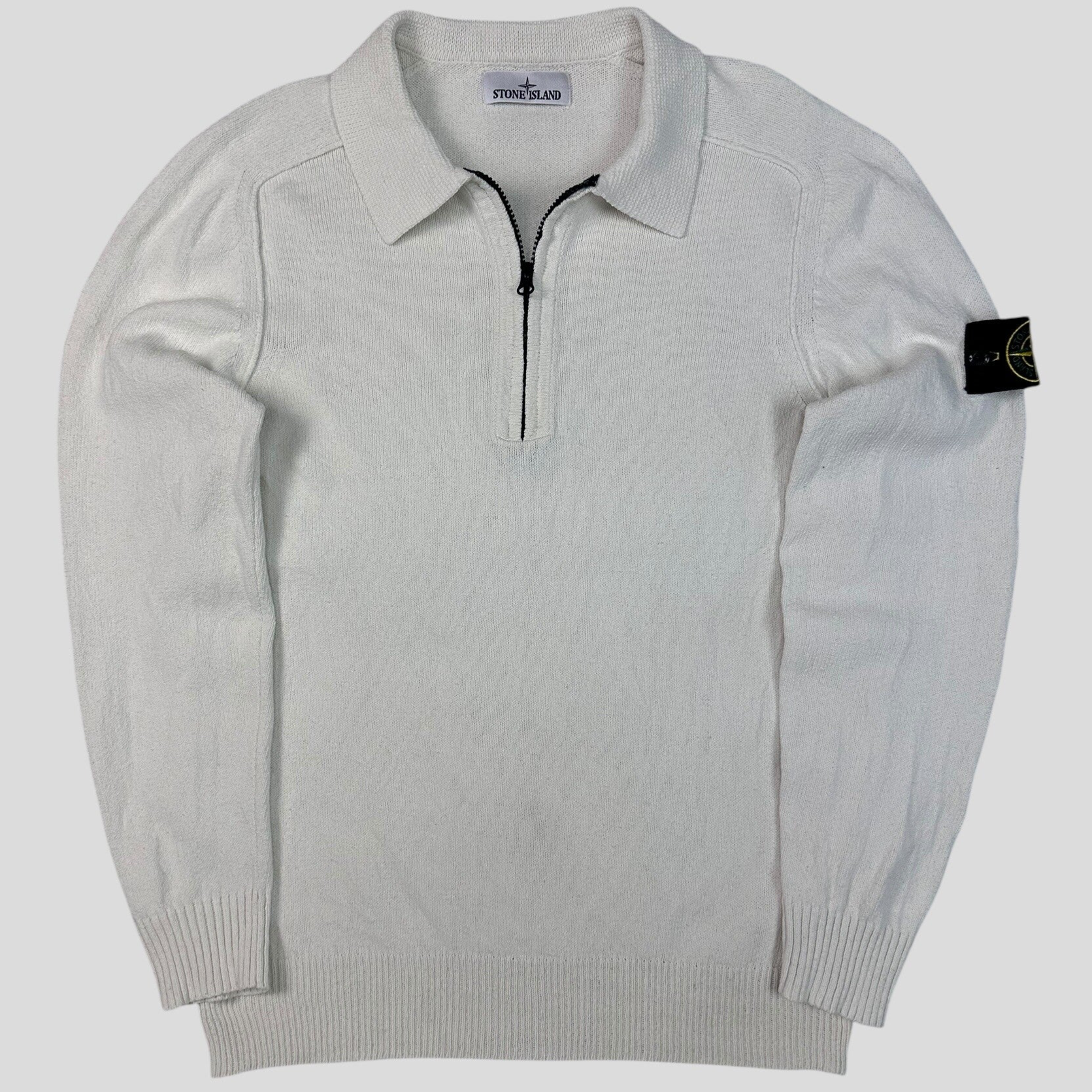 Stone Island  1/4 Zip Cream/White Cotton