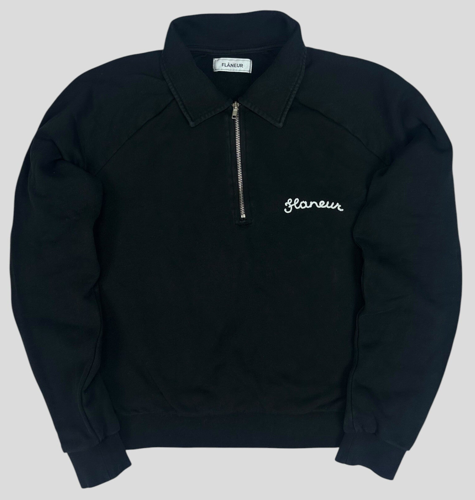 Flaneur Quarterzip Spelled Out Text Black