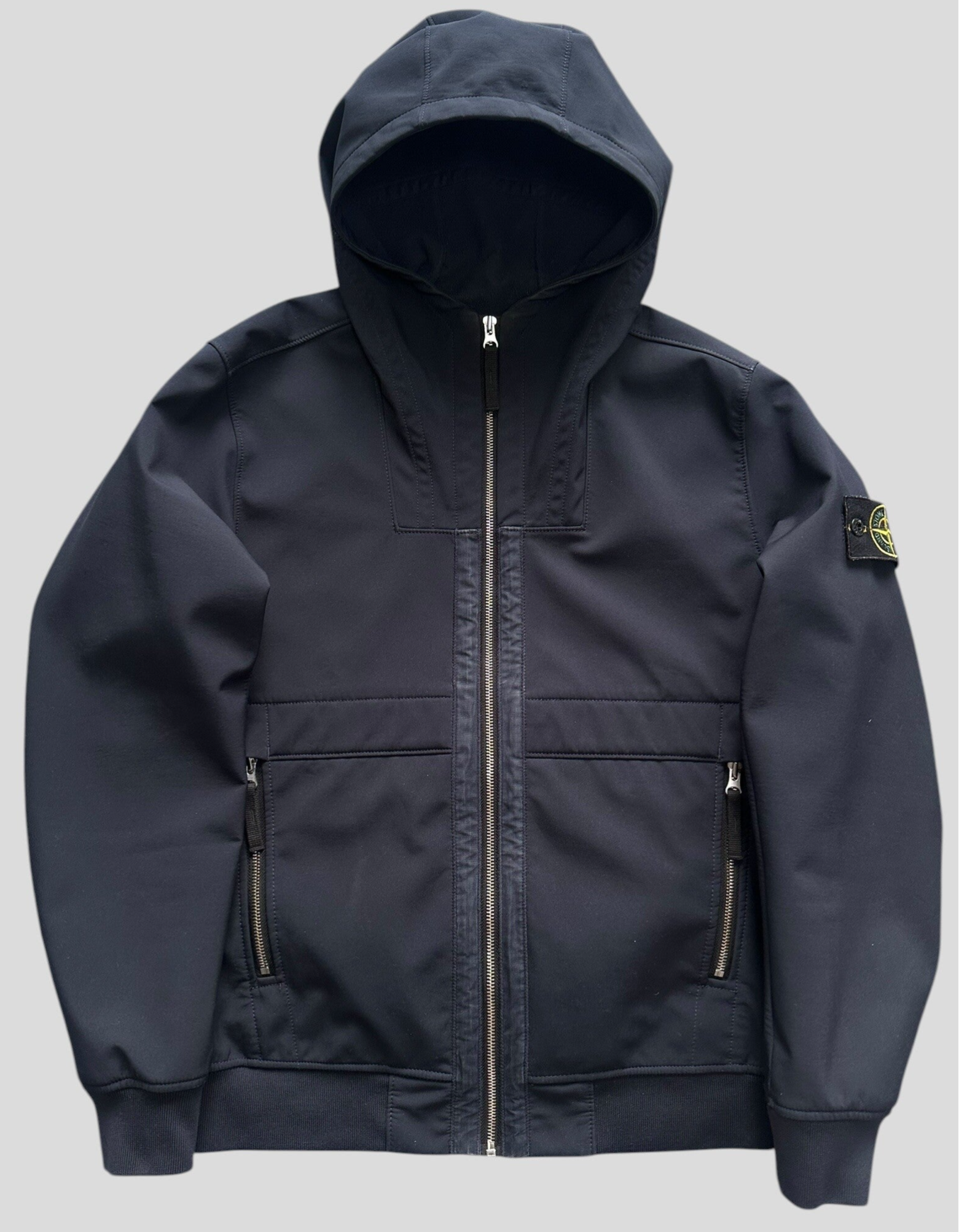 Stone Island Softshell Fleece Lining Hooded Jacket Navy Blue