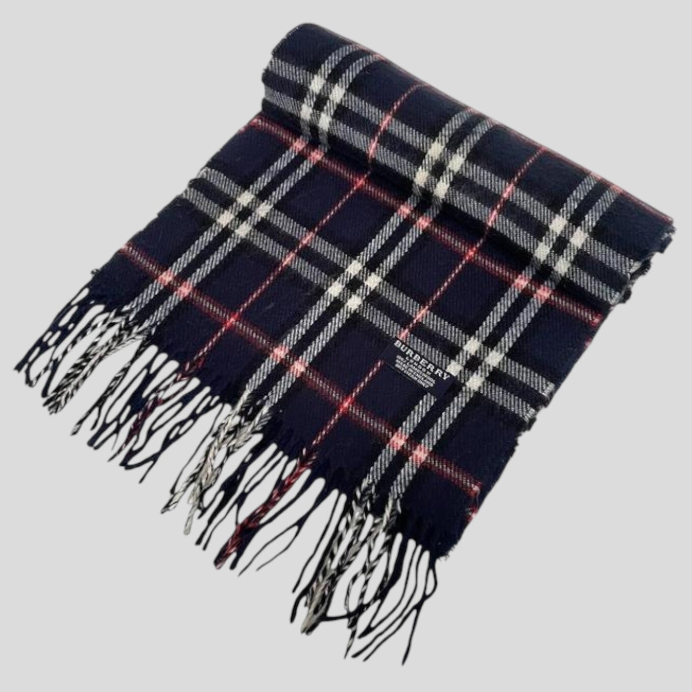 Burberry Vintage Scarf Classic Nova Check Lambswool Blue Color
