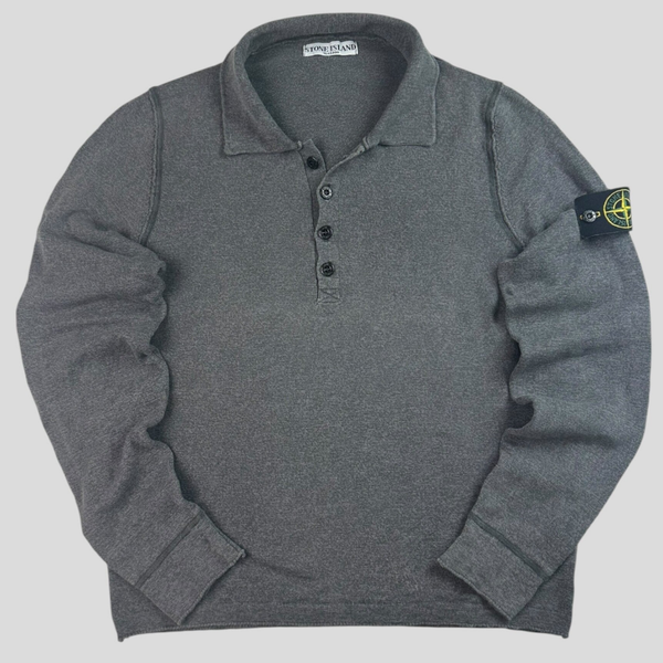 Stone Island  Quarter Button Up Grey