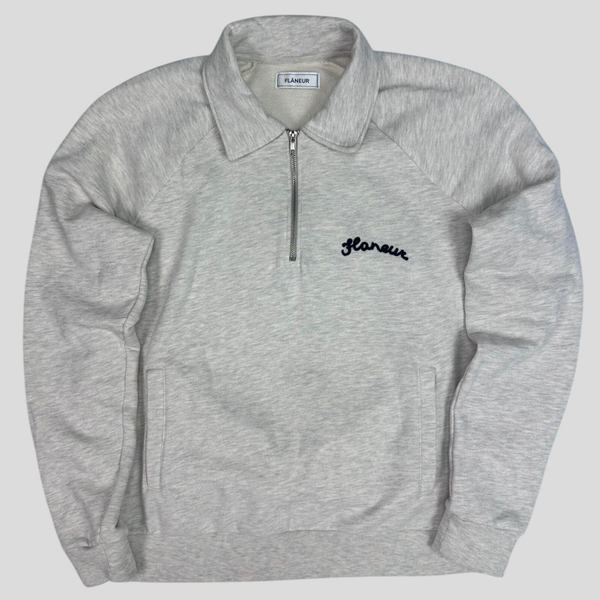Flaneur Quarterzip Spelled Out Text Grey