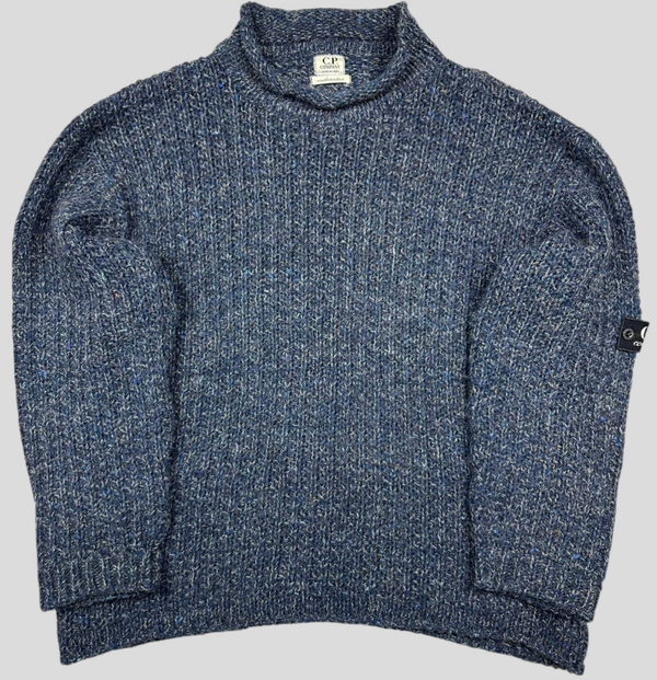 CP Company Knitwear Blue Vintage Button Atttaged Badge