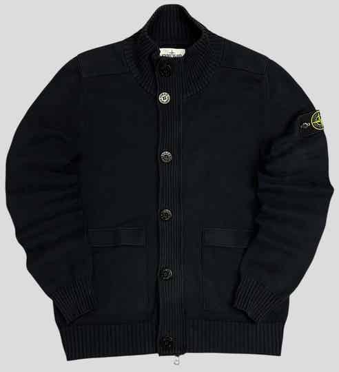 Stone Island Zip-Up/Button-Up Knit Wool Navy