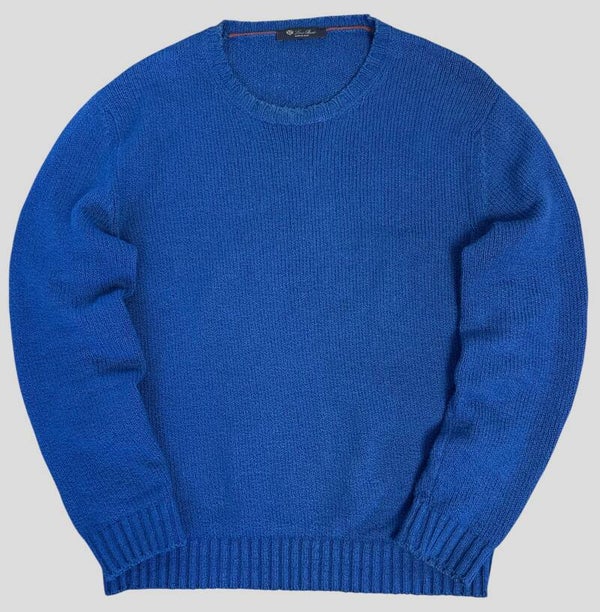 Loro Piana Thin Knit Sweater Blue 100% Cotton