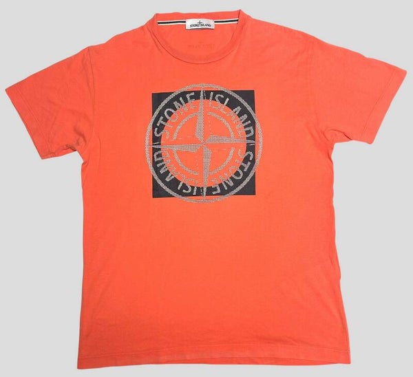 Stone Island T-Shirt Neon Orange Frontprint