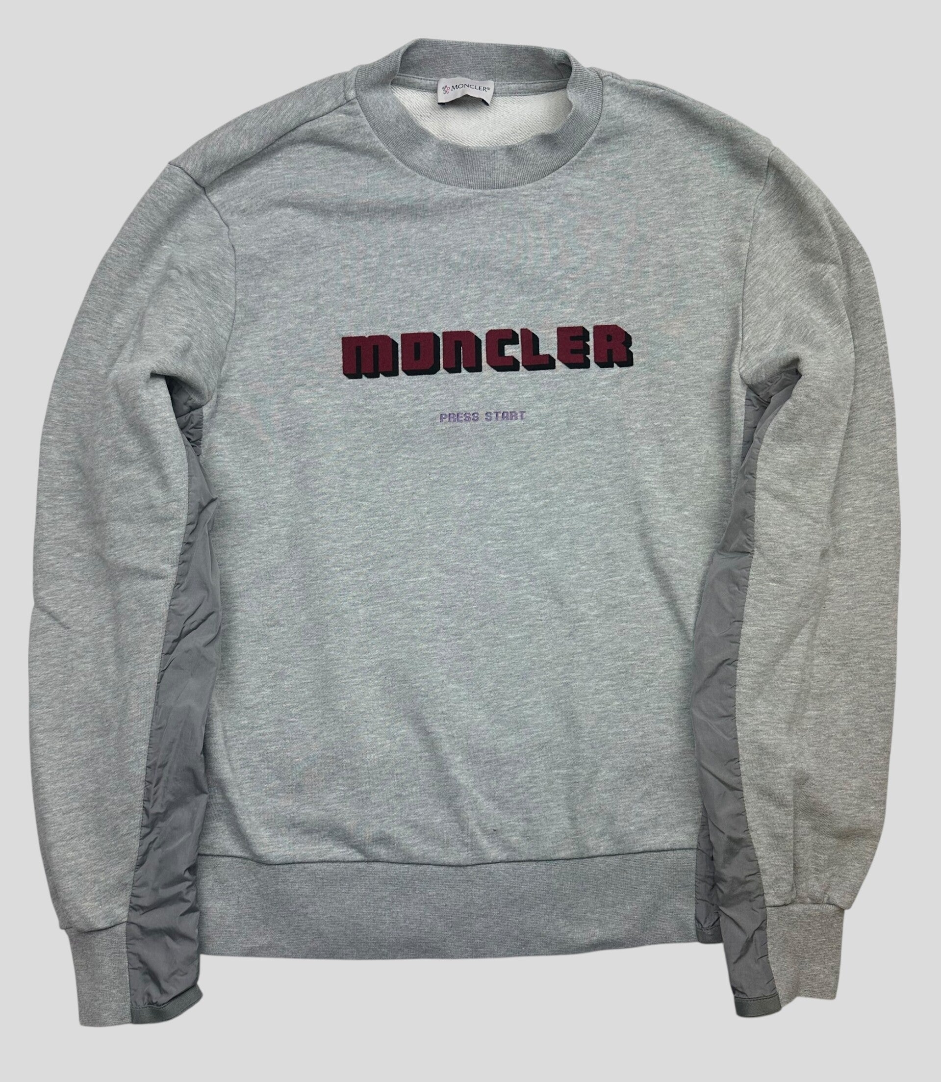 Moncler Sweater Grey Red Text Font