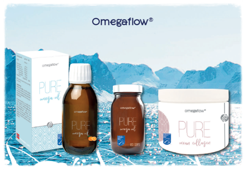 Omegaflow, omega 3 olie, capsules en collageenpoeder