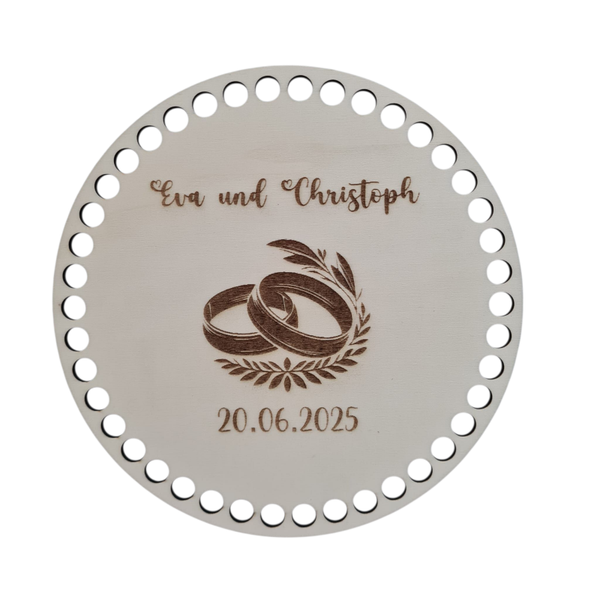 Holzböden für Häkelkörbe personalisierbar rund