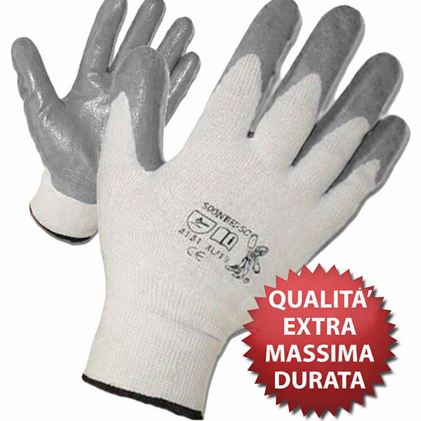 12 paia di guanti da lavoro in nitrile, extra qualità e durata