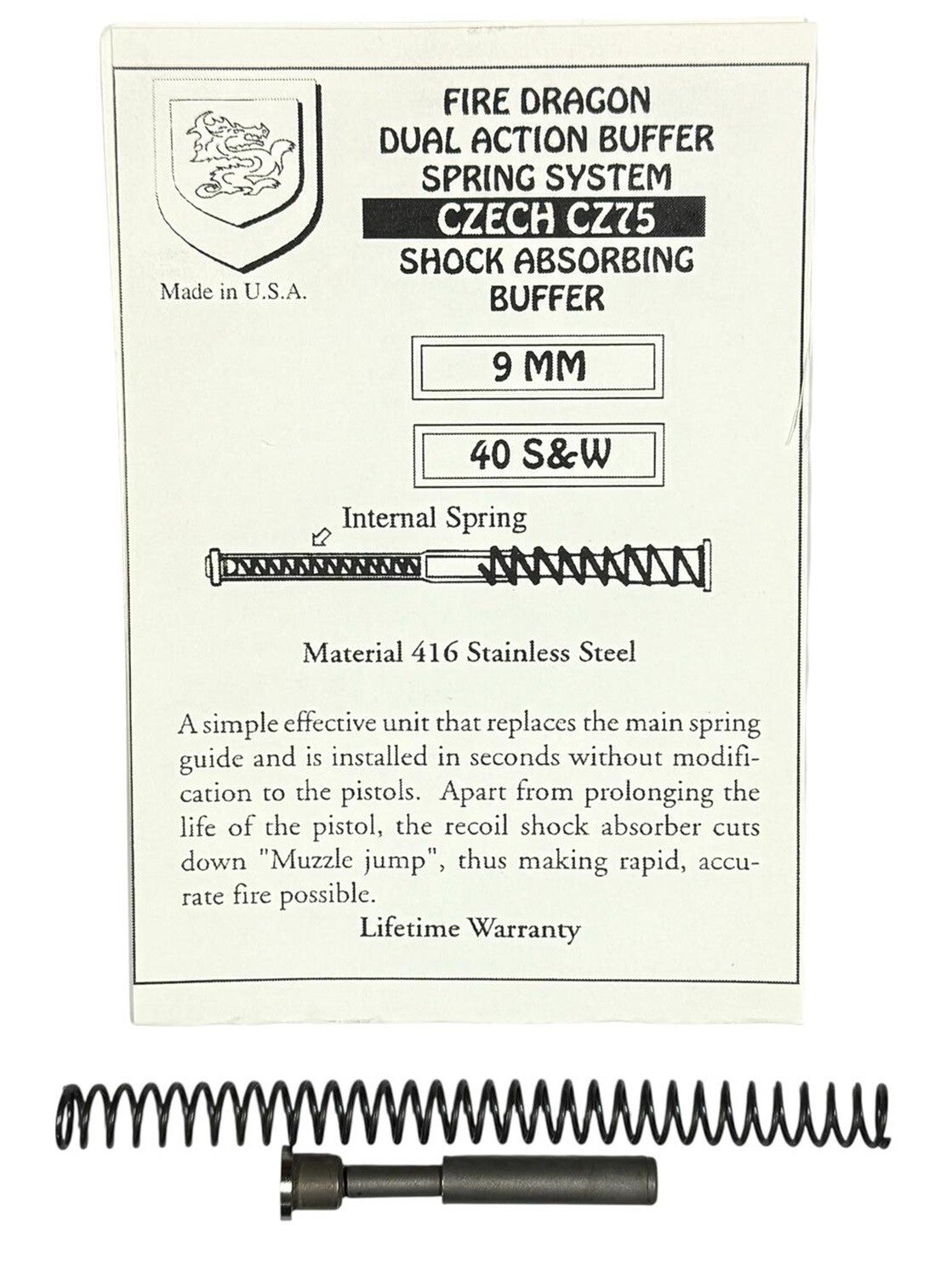 BufferTech Recoil buffer for CZ 75 type Pistols