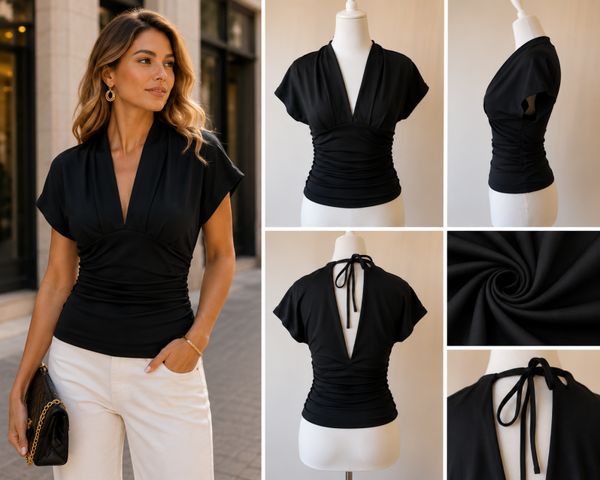 Luxique Draped Top – Black