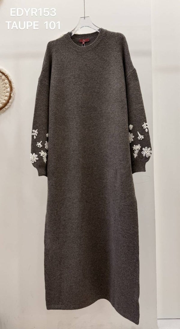 Trui jurk Amani Taupe.