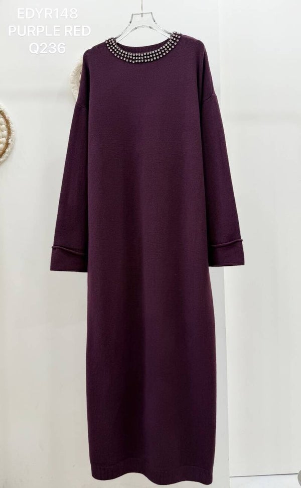 Trui jurk Steentjes Purple Red.