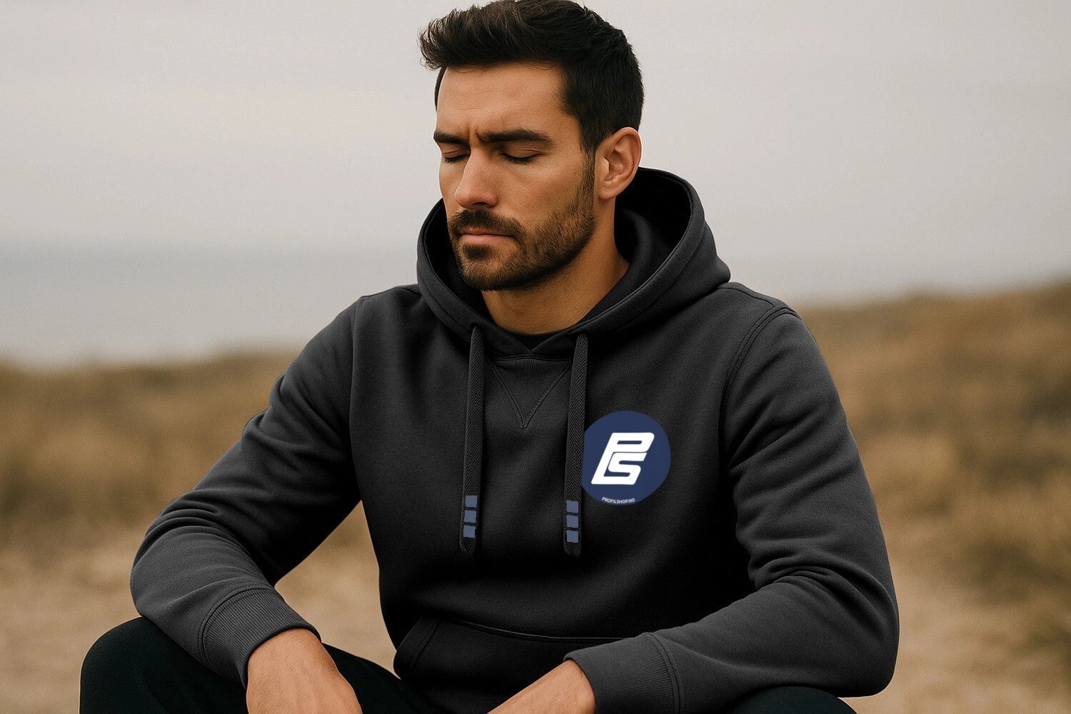 Svart hettegenser med logo