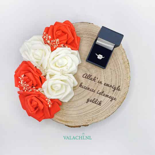 Gegraveerde XL boomstam schijf / serveerschaal