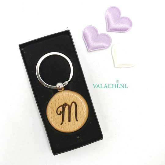 Quick Gift Gegraveerde Ronde Houten Sleutelhanger