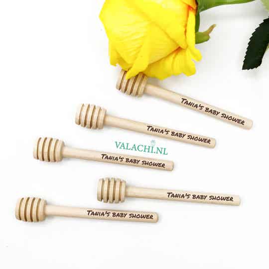 Houten honinglepel met naam en tekst | gegraveerd gepersonaliseerd