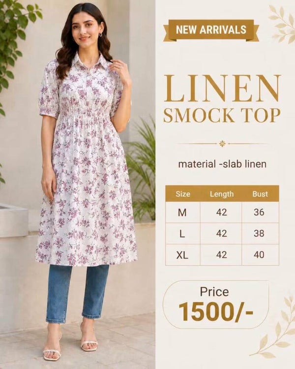 LINEN SMOKE TOP