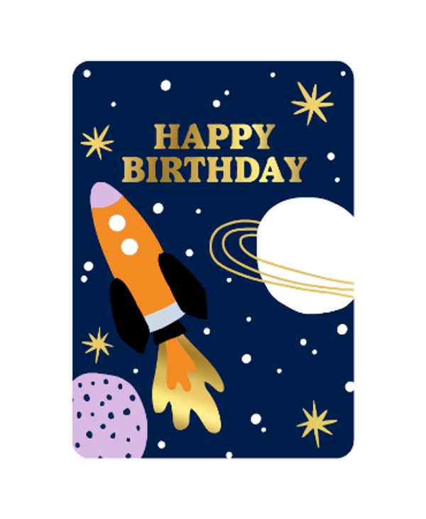 Wenskaart - Happy birthday + rocket