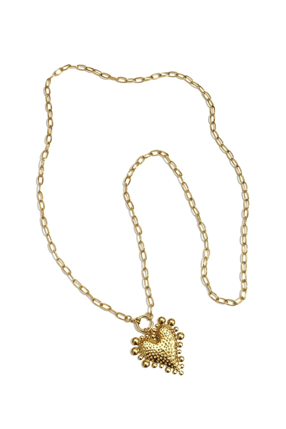 Lange hartvormige ketting goud