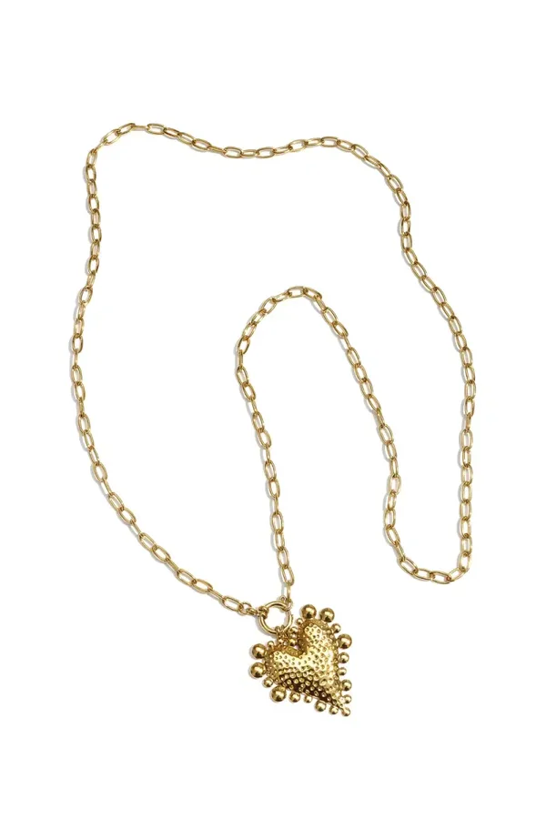 Lange hartvormige ketting goud