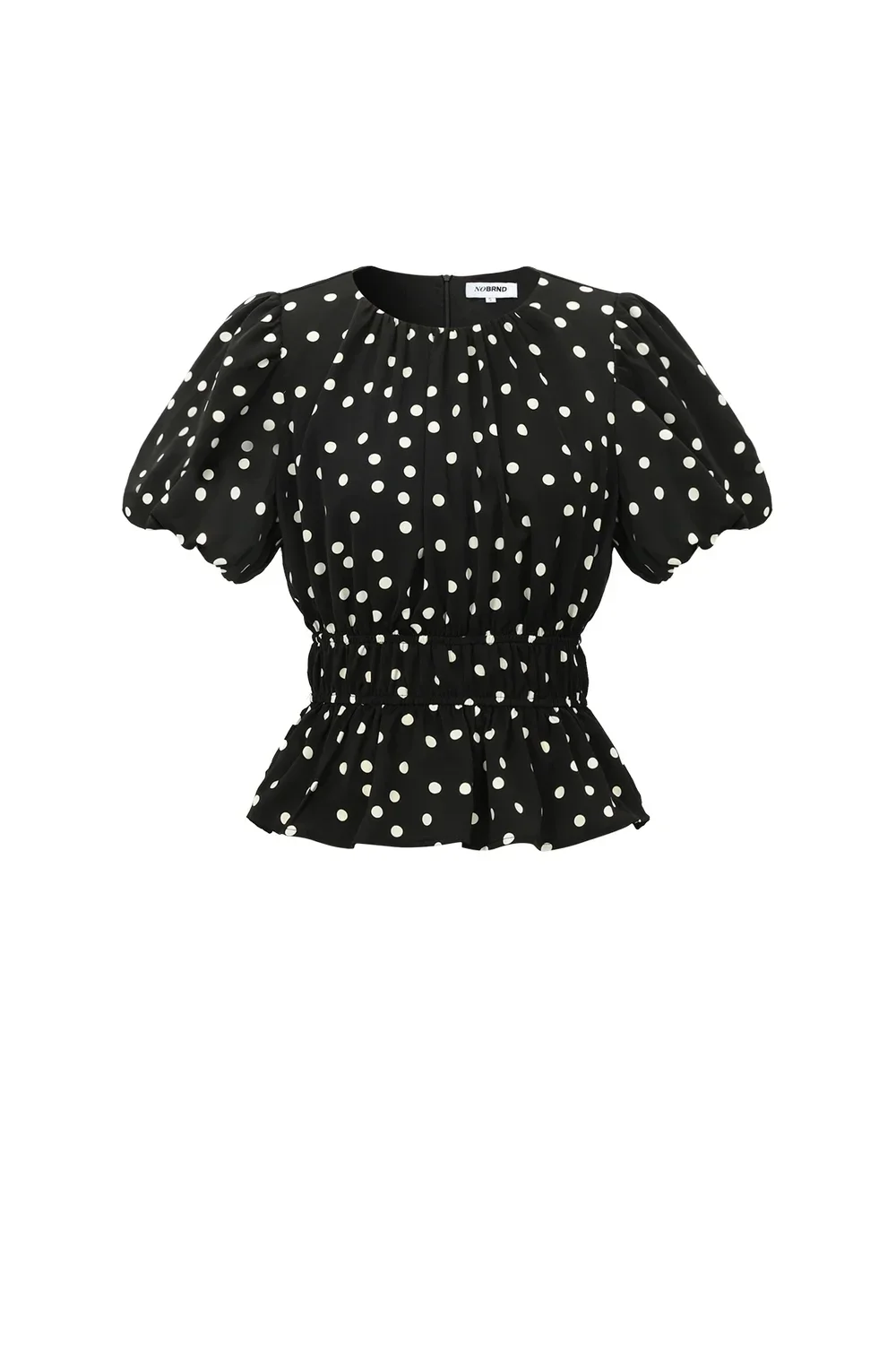 Peplum top met stippen | Zwart |