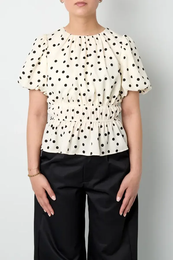 Peplum top met stippen | wit |