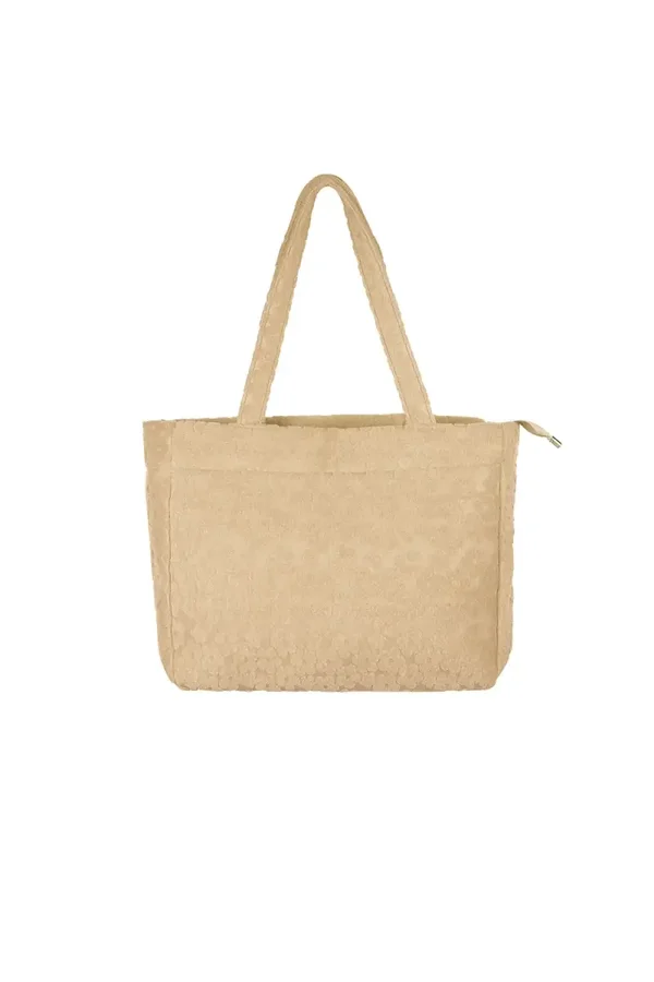 Bloemen tas beige