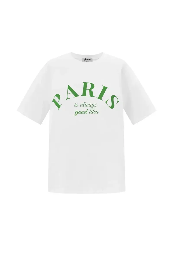 T-shirt Casual Letters Paris | Wit of Roze
