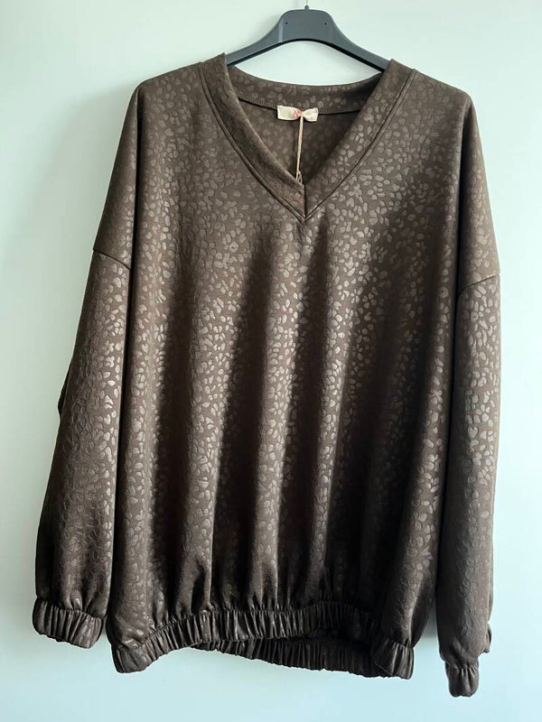 Sweater -  luipaard-/reliëfprinteffect