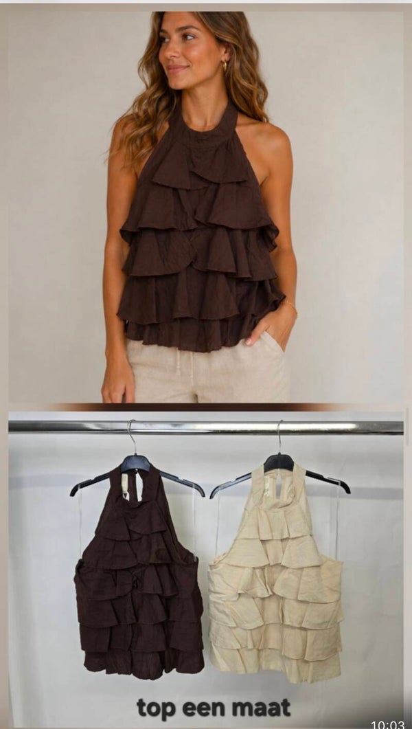 Ruffel top | Beige |