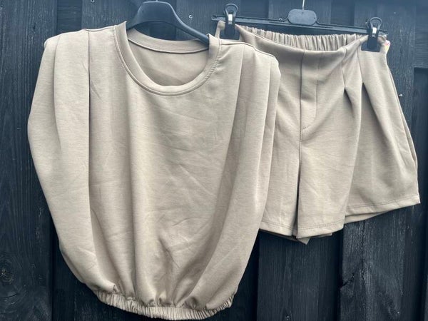 Comfy set mouwloos | Beige
