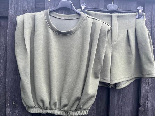 Comfy set mouwloos | kaki groen