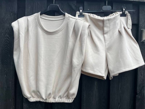 Comfy set mouwloos | licht Beige