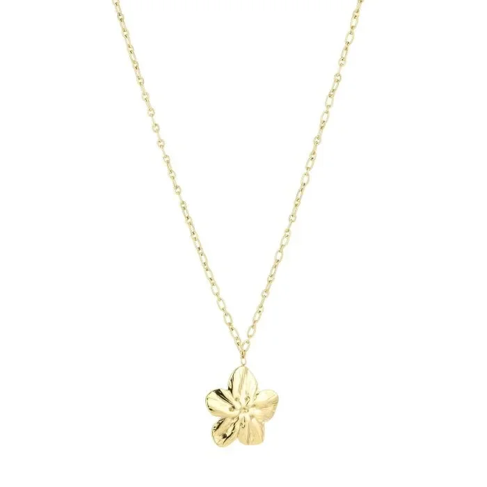 Flower ketting lang goud