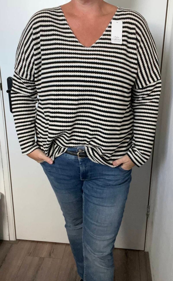 Longsleeves streep V-hals