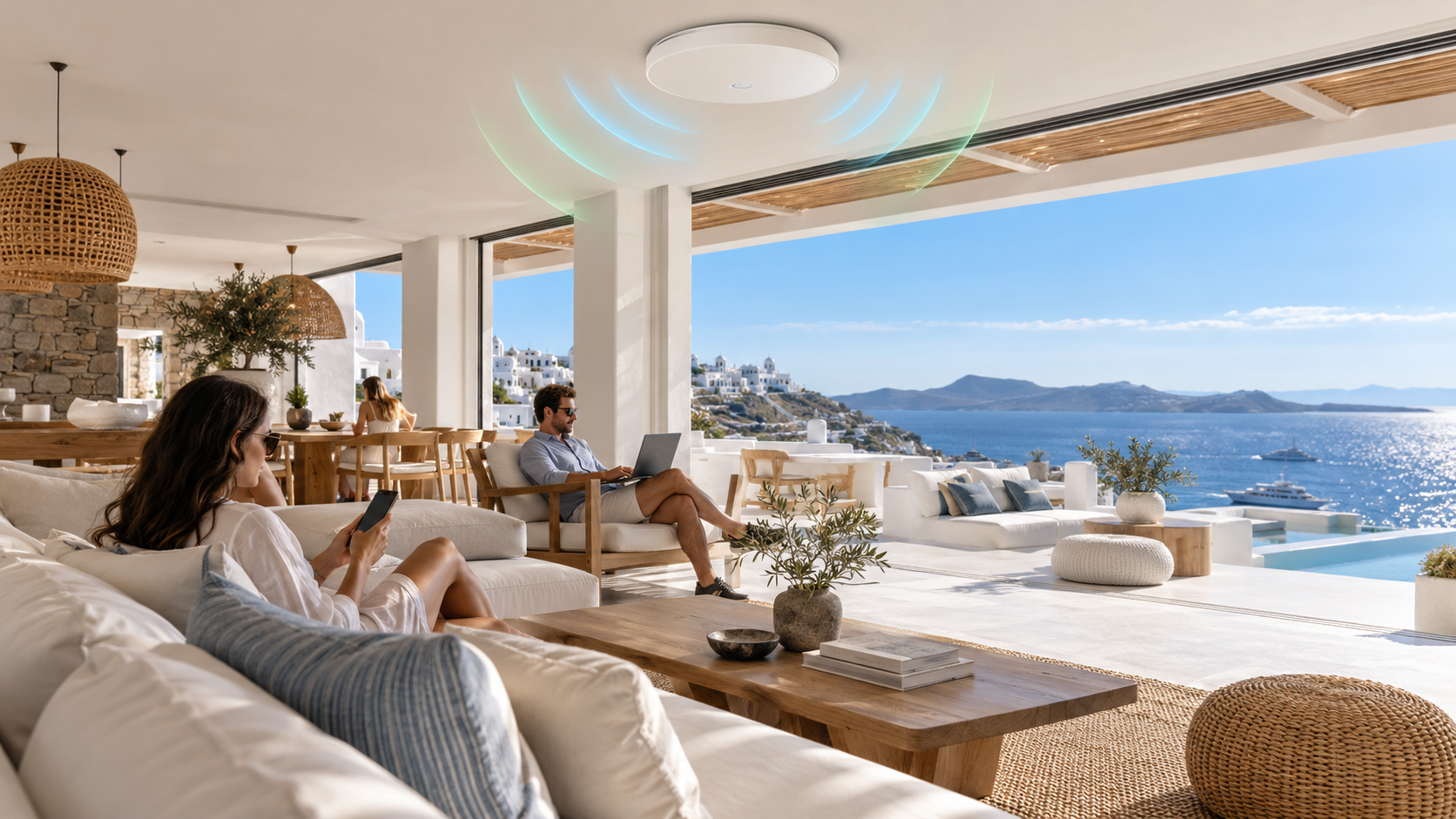 Ενδεικτική απεικόνιση επαγγελματικού Wi-Fi σε ξενοδοχειακό χώρο