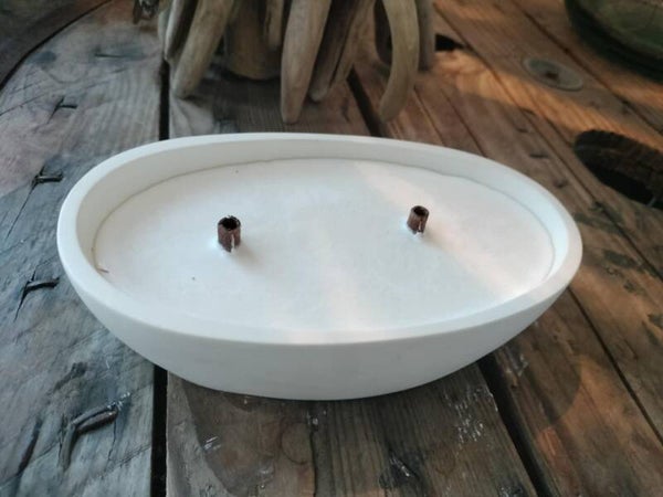 Bougie 2 mèches et son pot en céramique