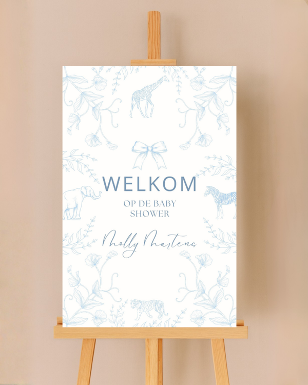 Gepersonaliseerd welkomstbord voor de babyshower