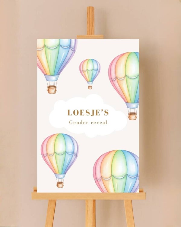 Gepersonaliseerd Gender Reveal bord voor de babyshower