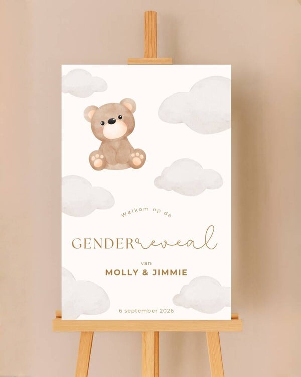 Gepersonaliseerd Gender Reveal bord voor de babyshower